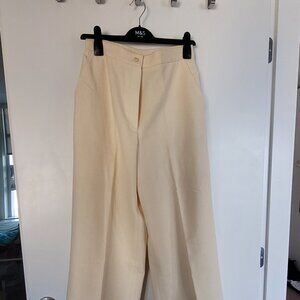 100% Lambs Wool Cream colour wide-leg pants